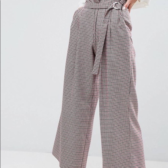 Asos wide leg cropped paper bag pants with belt detail ♦️◾️♦️◾️♦️ - Picture 5 of 16